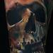 Tattoos - Realistic color skull wth american flag tattoo. Brent Olson Art Junkies Tattoo - 92006